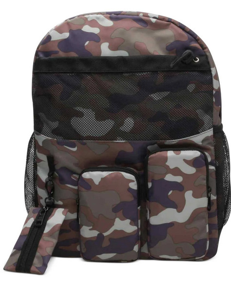 Steve Madden Men’s Multi-Pocket Dome Backpack, Olive/Camo