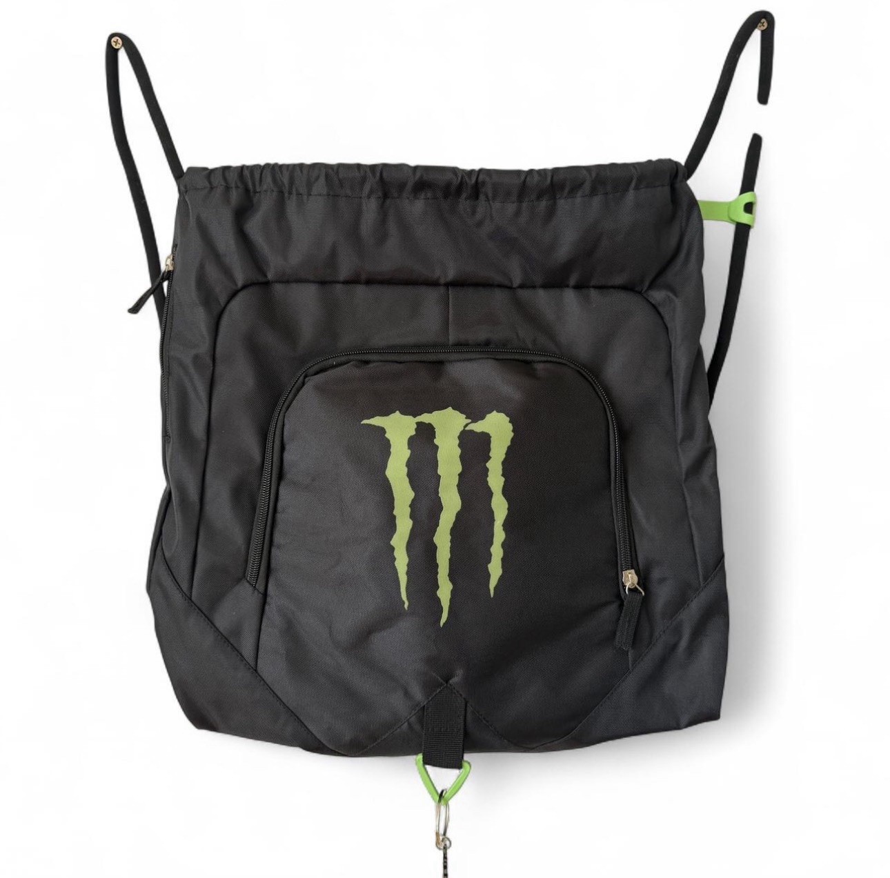 Monster Energy Deluxe Cinch Bag Backpack New Black Green Gym Drawstring Promo