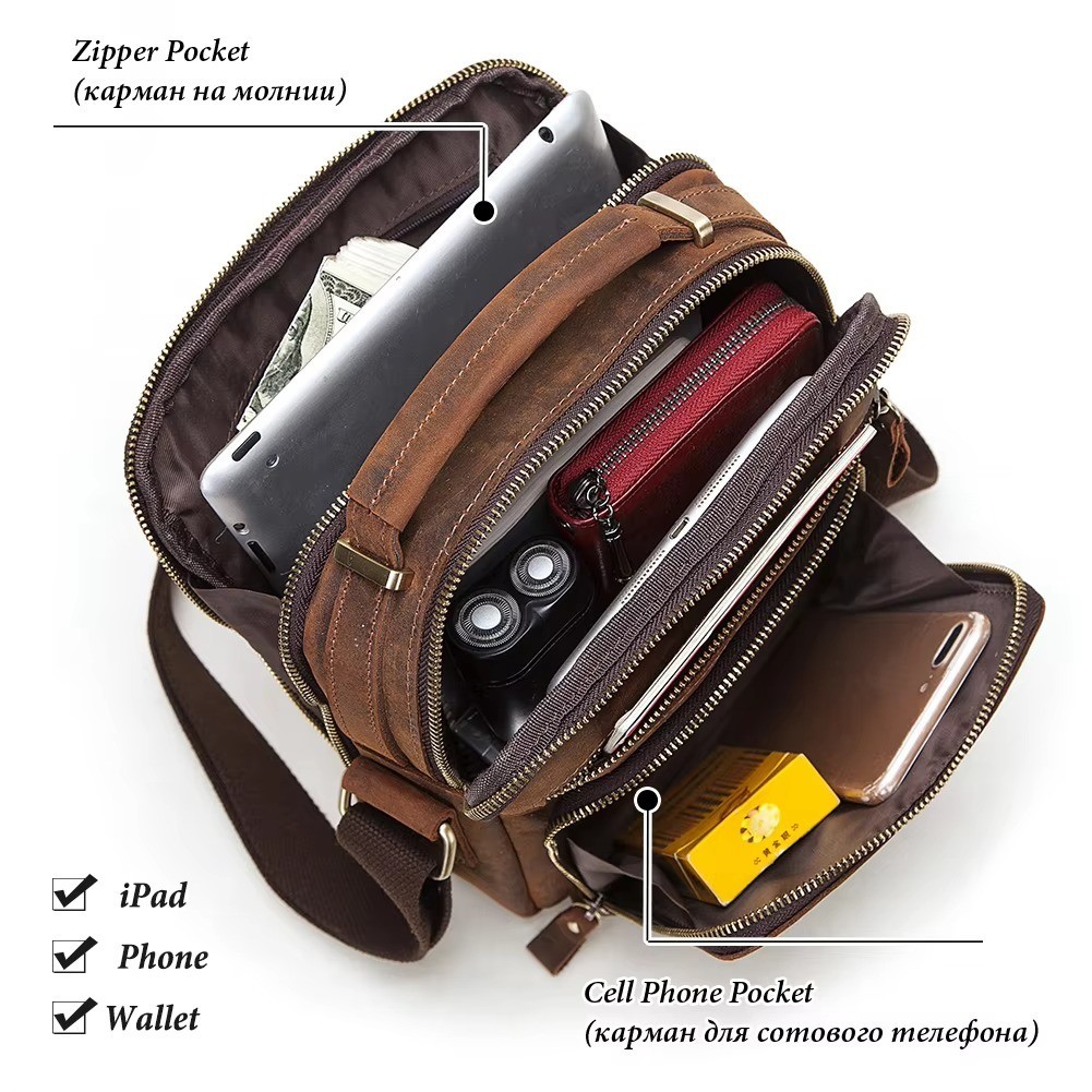 Men’s Leather Cross Bag Large Capacity