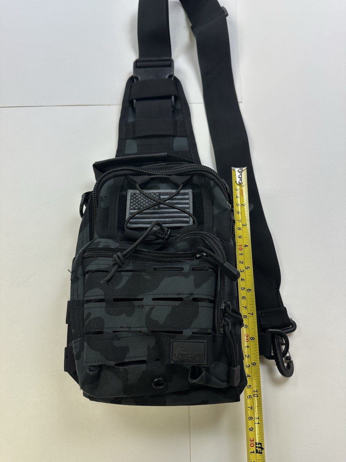 Wolf Tactical Sling Bag Black EDC Compact Shoulder Pack Messenger Bag Black Camo