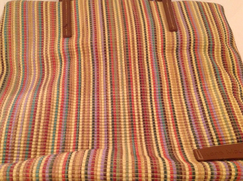 Stone Mountain Woven Weave Vertical Stripe Bag Purse Handbag Brown Tan Green