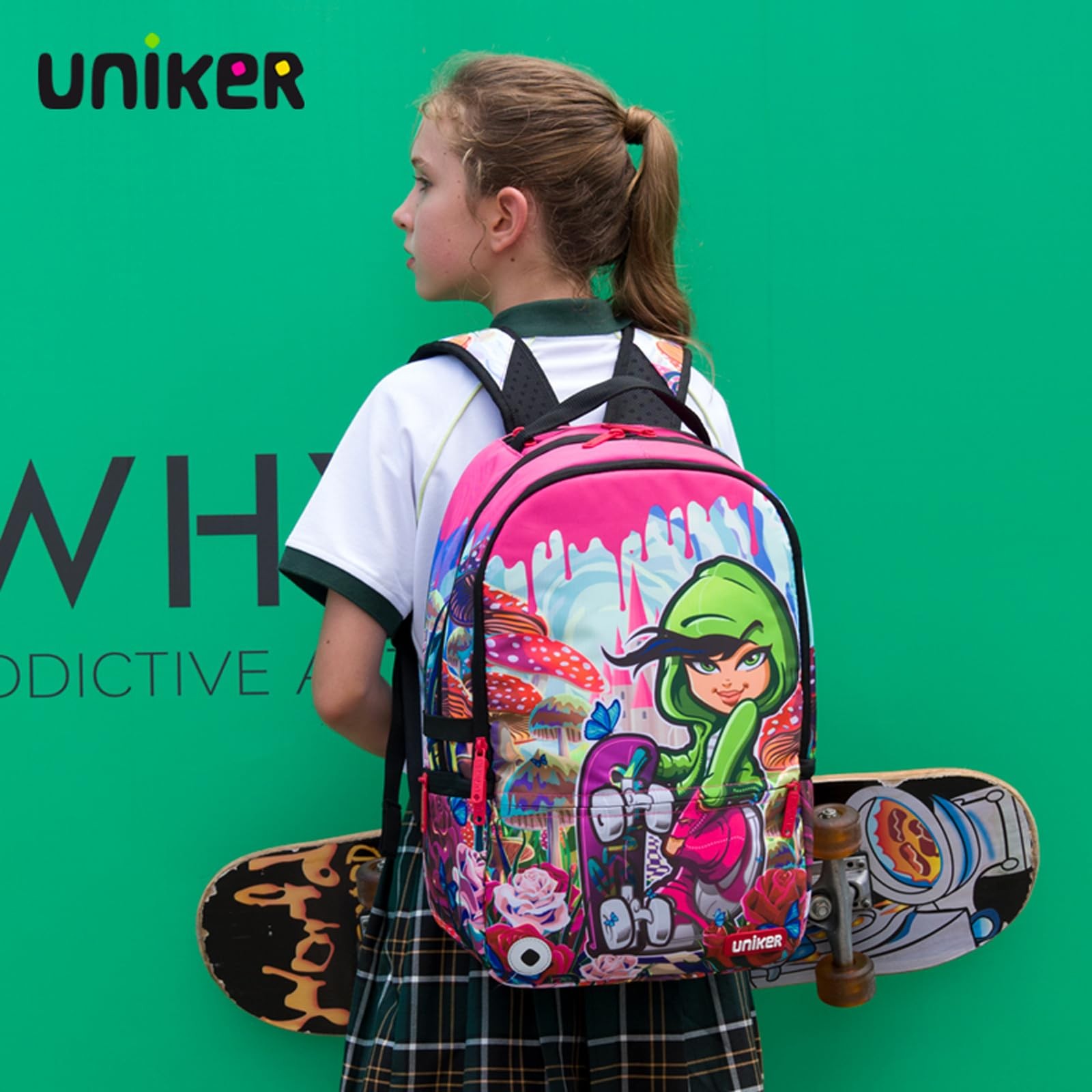 UNIKER Laptop Backpack,Graffiti Middle School Backpack for Girls,Water Resist…