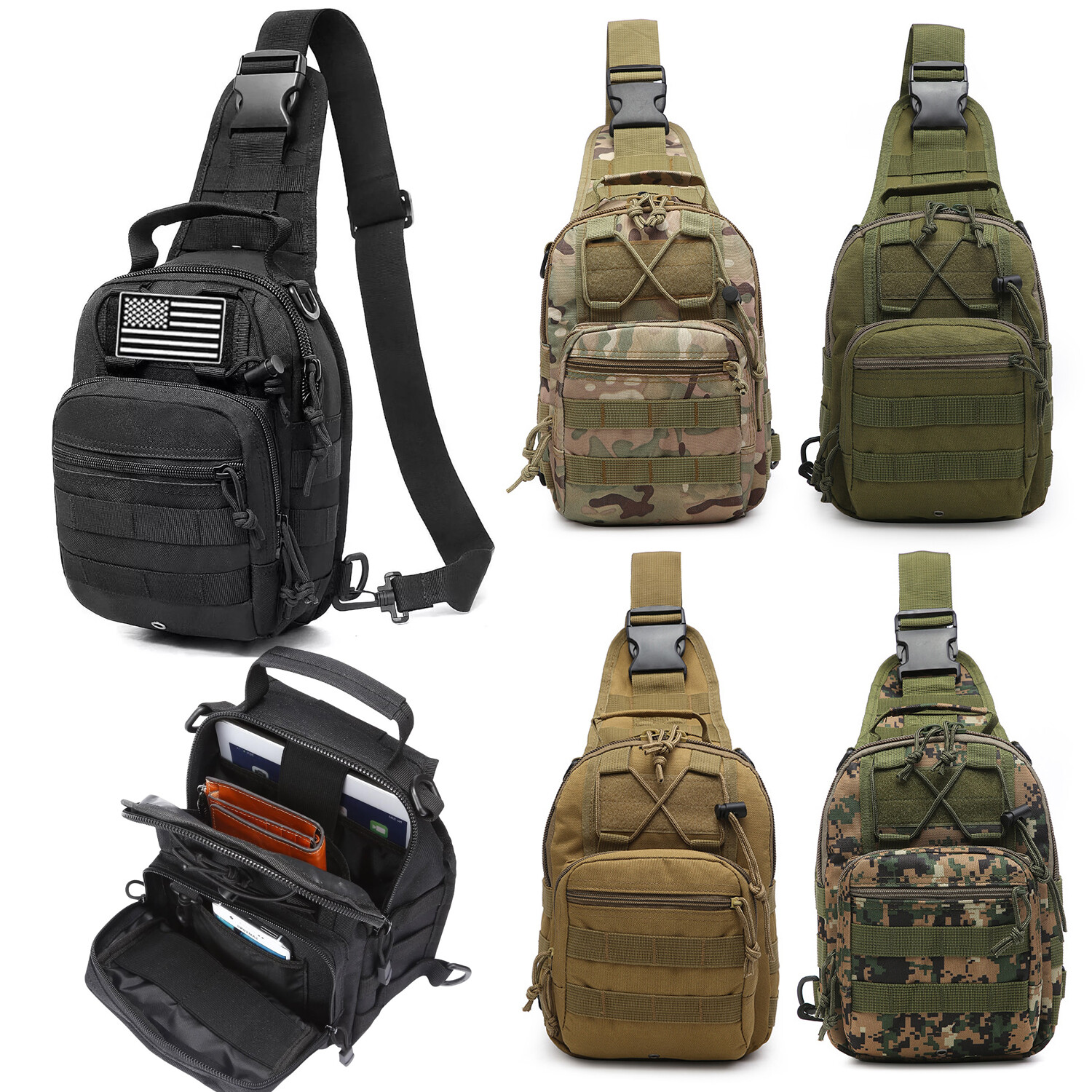 Mens Tactical Molle Military Shoulder Sling Bag Pistol Concealed Carry Chest Bag