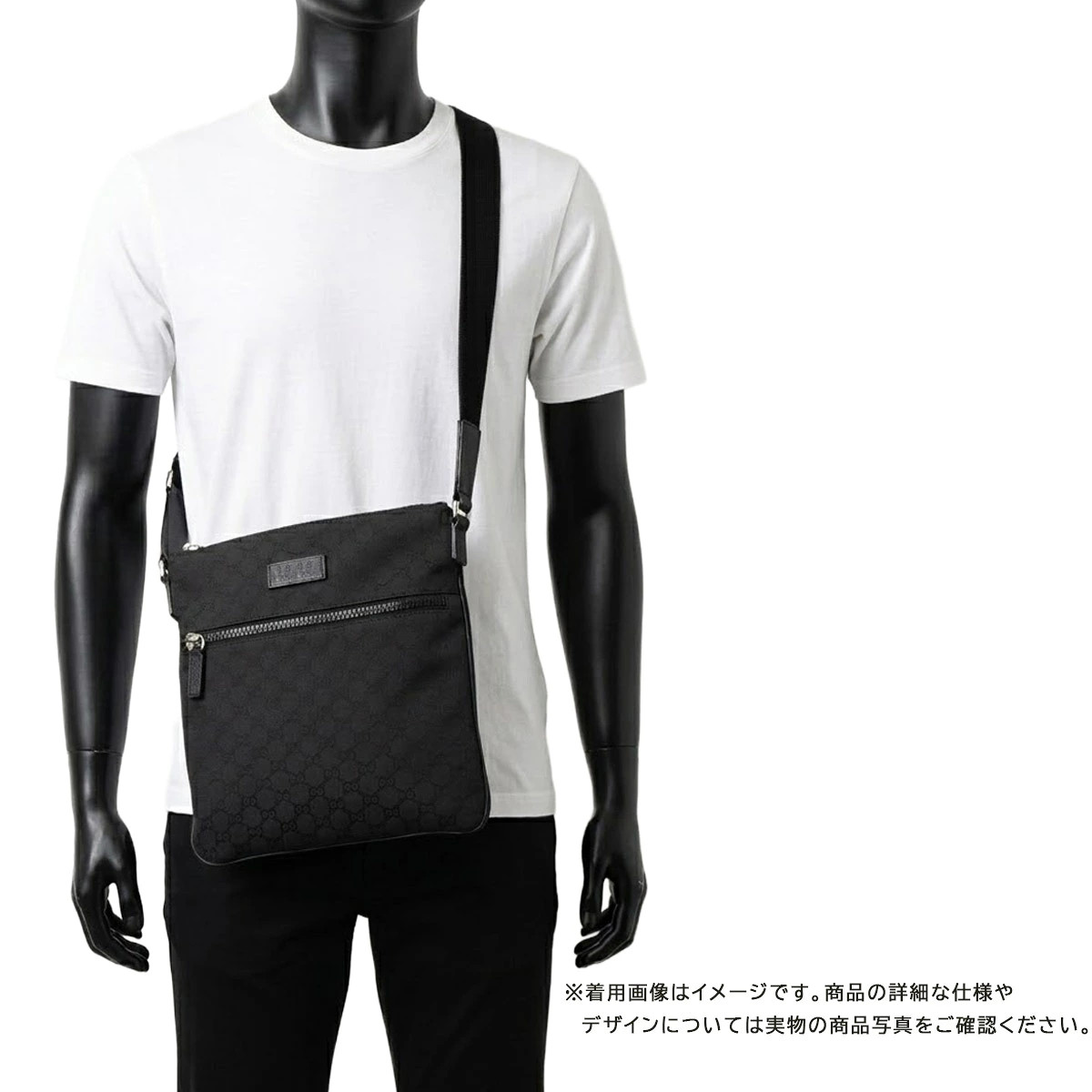 Gucci Shoulder Bag Messenger Bag GG Nylon Black 509639 Unisex Crossbody