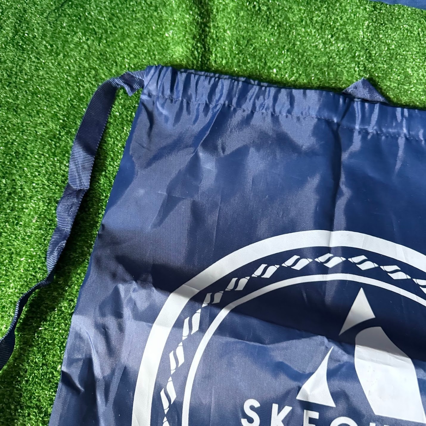 Skechers Navy Blue White Logo Sack Pack Backpack String Drawstring Gym Bag OS