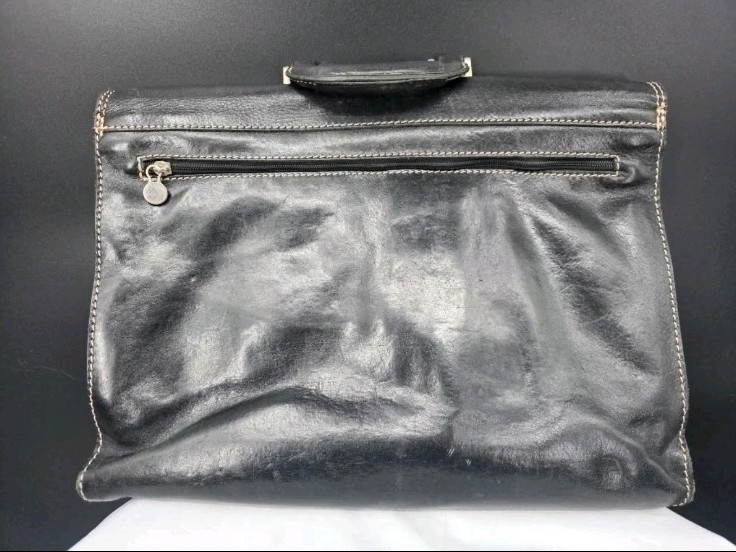 Floto Firenze Italian Leather Briefcase Portfolio Work Bag Black Handmade Italy