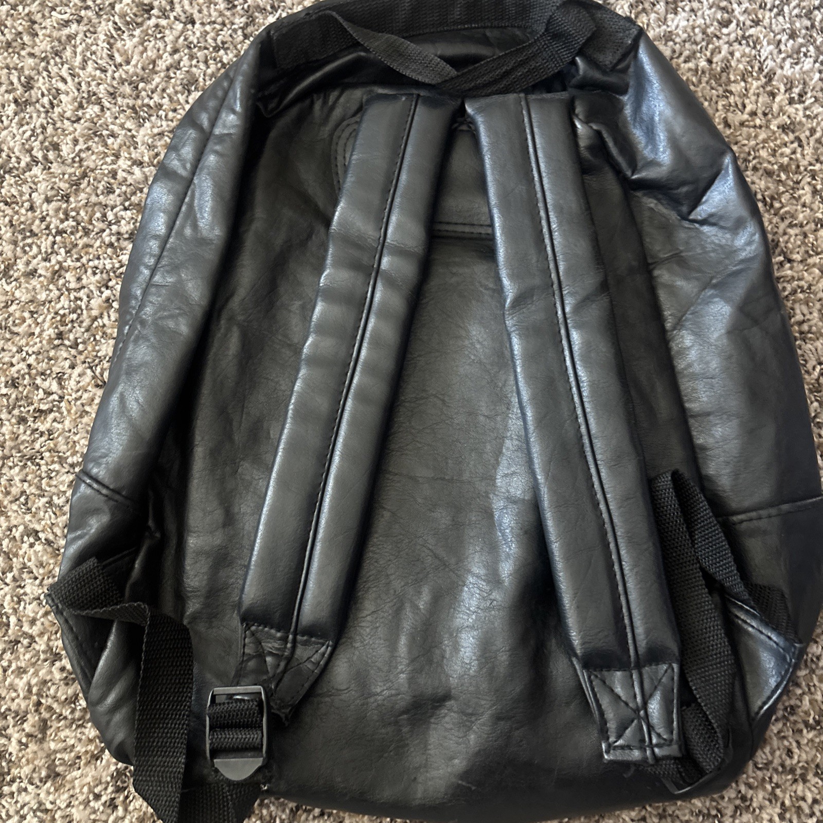 Vintage Flight Pax Black Leather Backpack 80s 90s Travel Motorcycle Retro USED