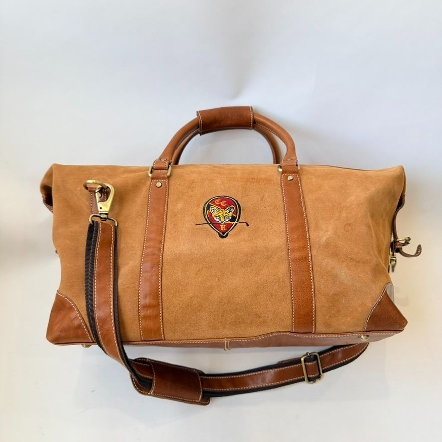F.H. Wadsworth NYC Suede Leather Duffle Travel Bag Weekender Brown