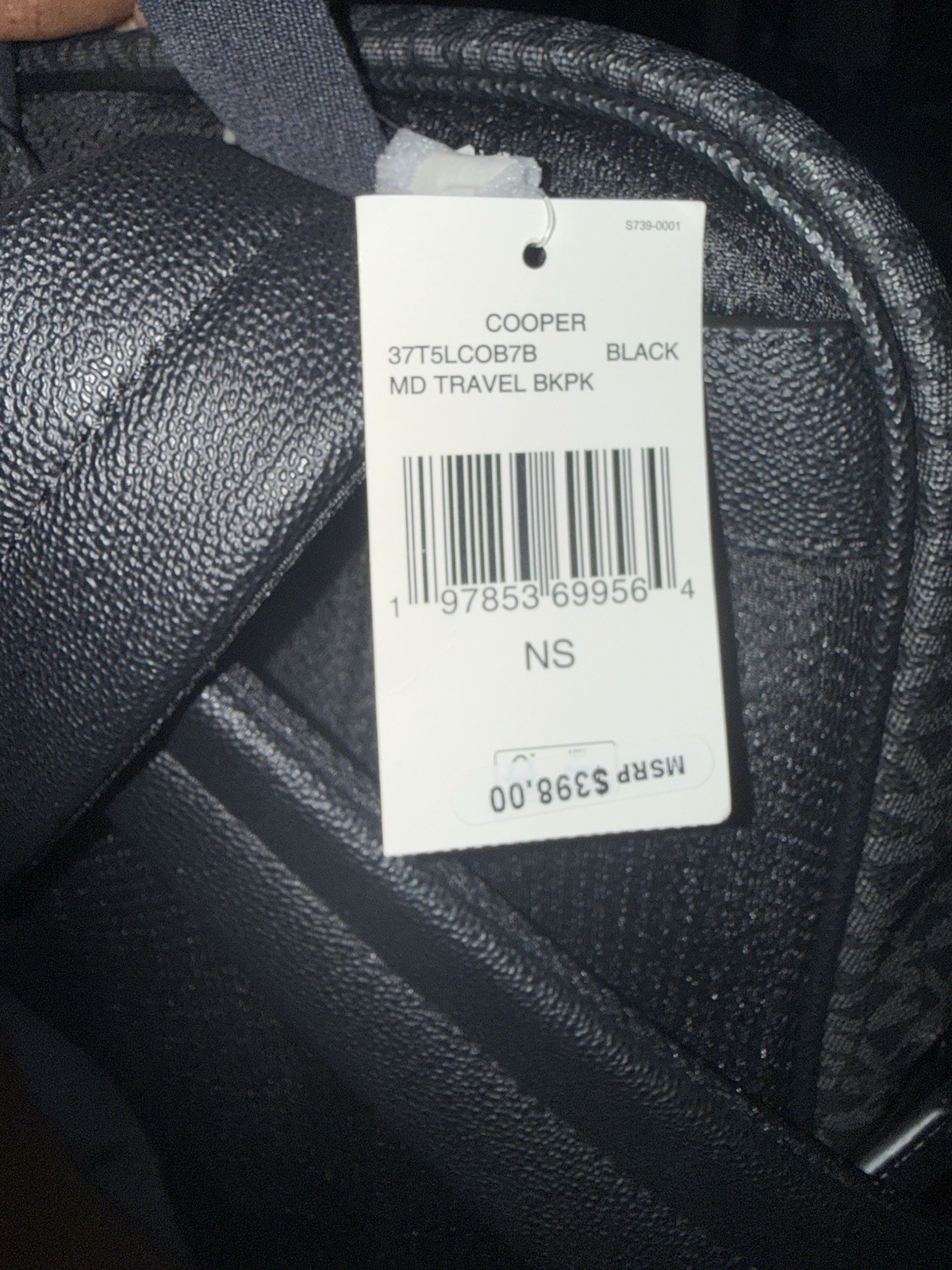 Michael Kors Cooper Men Medium MK Logo Travel Pocket Backpack Bag Black
