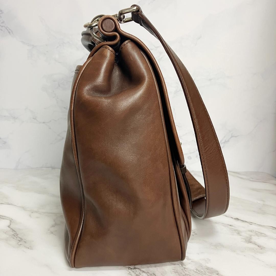 COACH 2way Leather Business Briefcase 5235 Dark Brown 43cm 30cm 14cm Authentic