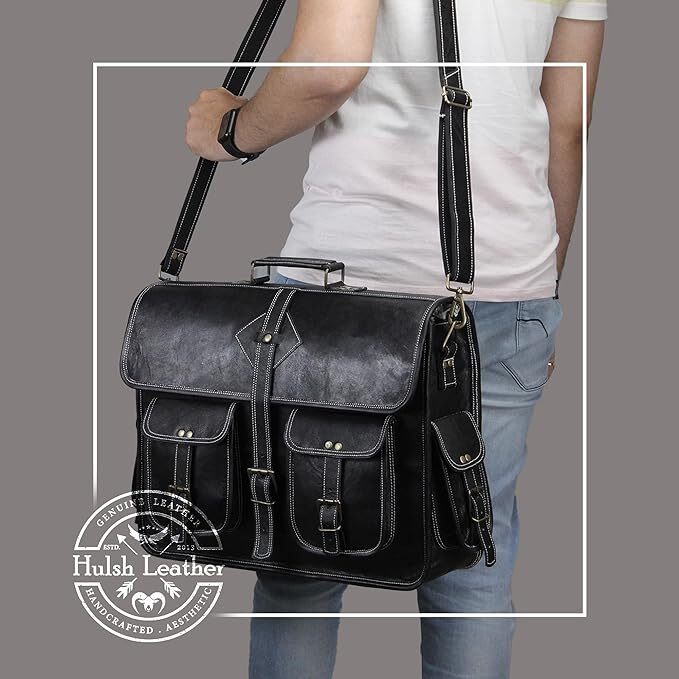 Handmade Genuine Leather Vintage Laptop Messenger Briefcase Bag – Unisex