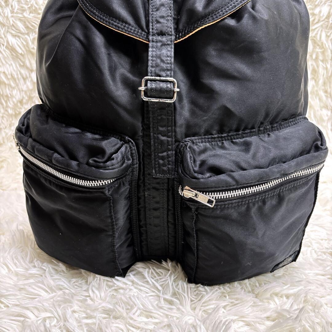 PORTER Tanker Drawstring Backpack Black Orange Nylon Japan Mens Bag 35x45cm