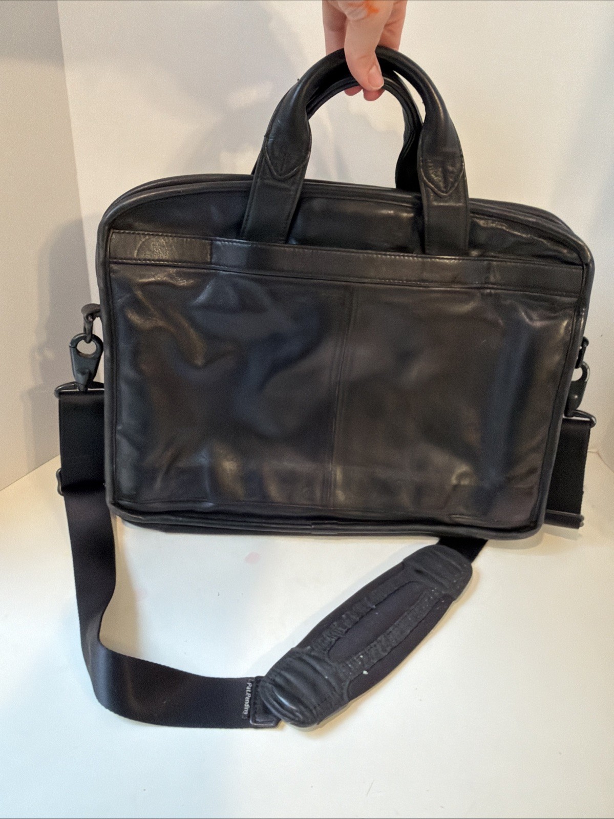 Tumi Alpha Leather Padded Laptop Briefcase Bag Black Leather Nice