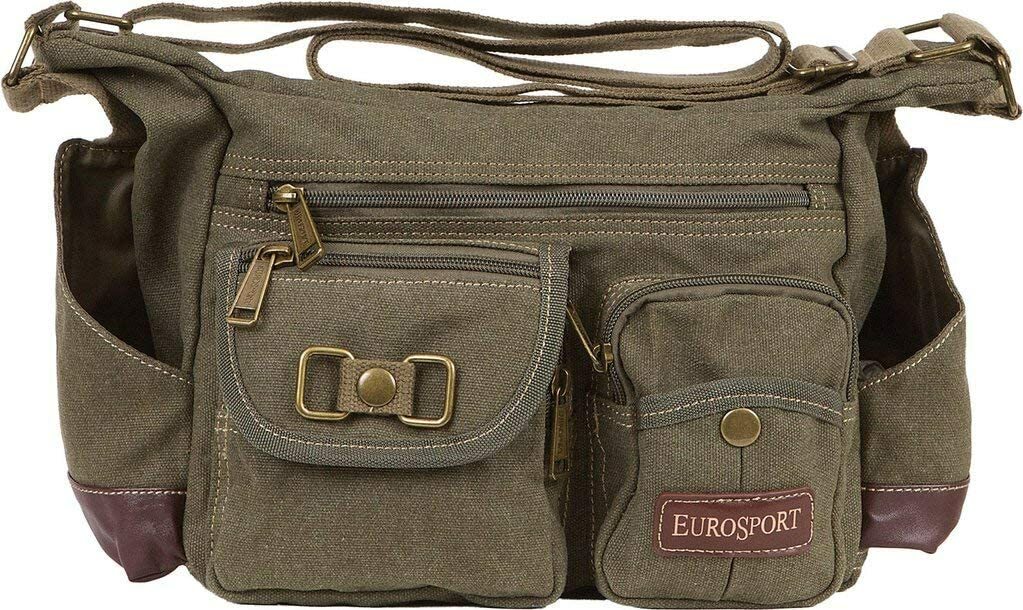 Eurosport Canvas Messenger Bag B420 Multi Pockets Adjustable Strap