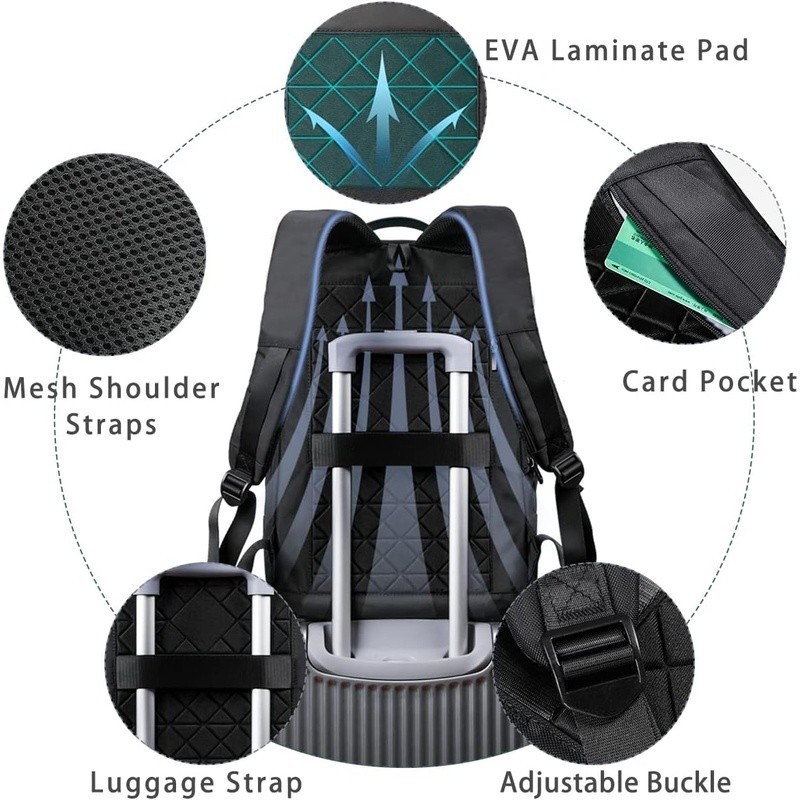 Laptop Backpack USB Charging Port Multiple Compartments Travel Bag Men