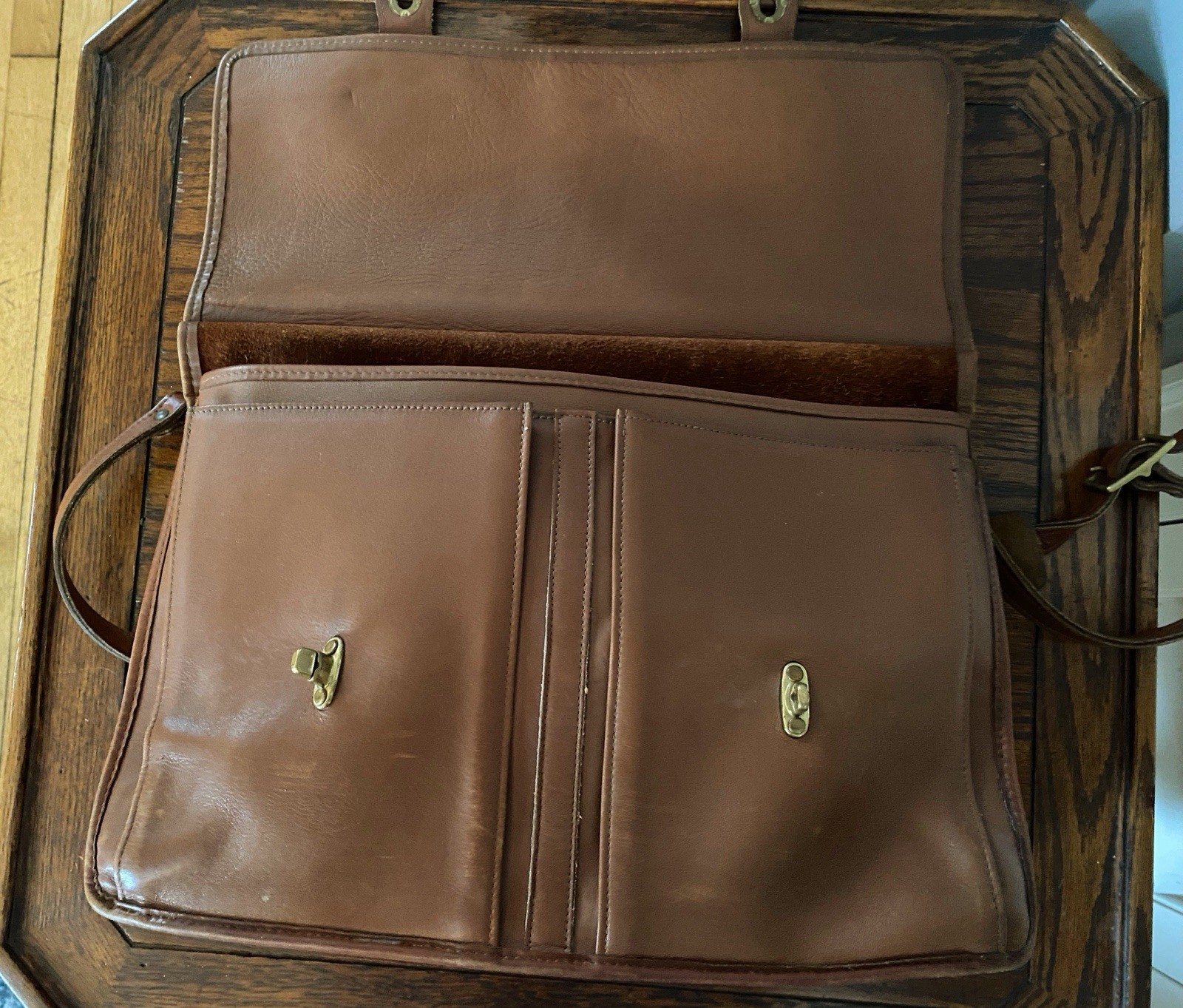 Jack Georges Leather Messenger Brief Bag Brown Handle Shoulder Laptop 16x11x5