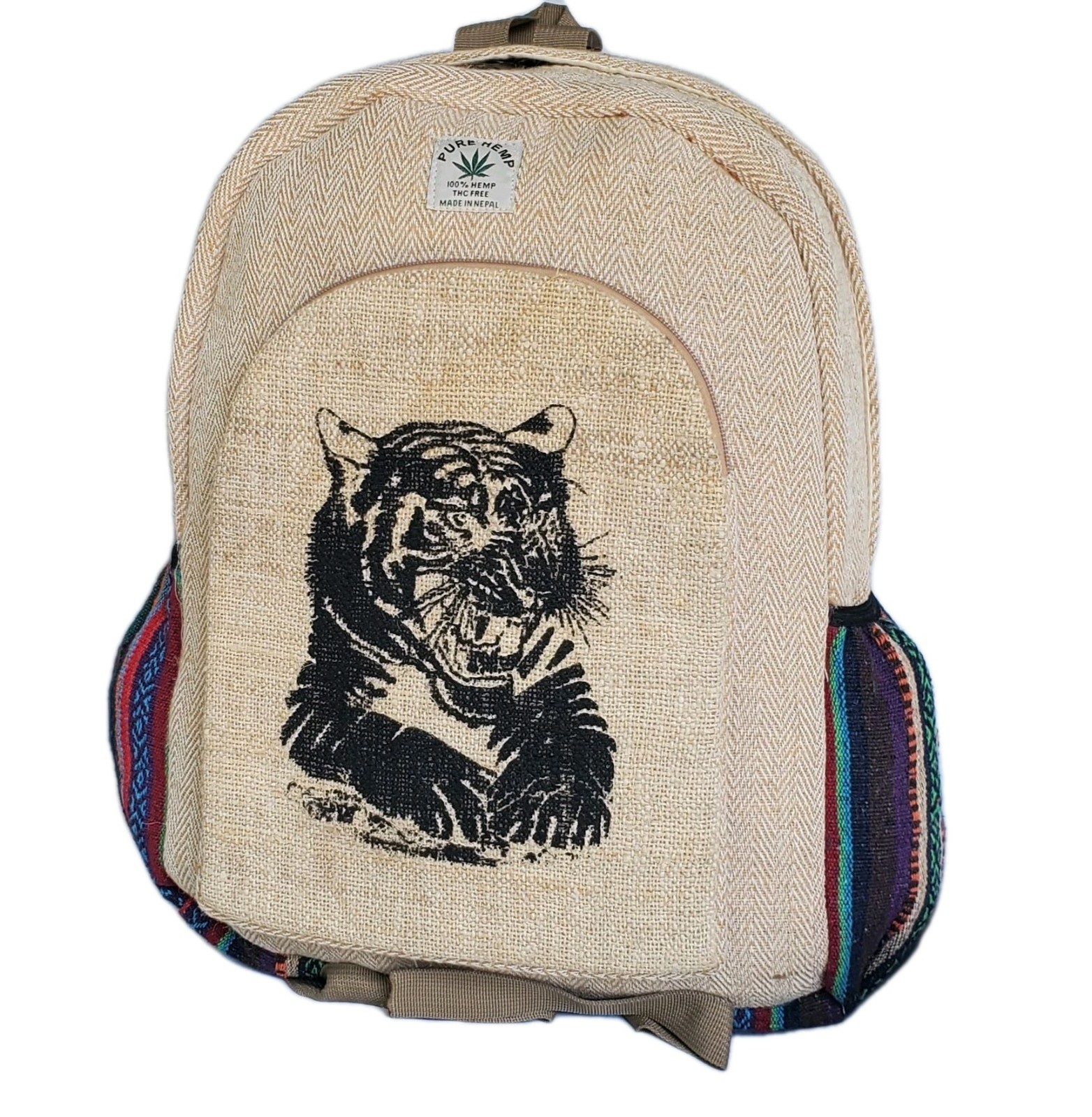 Large Embroidery Pure Hemp Backpack