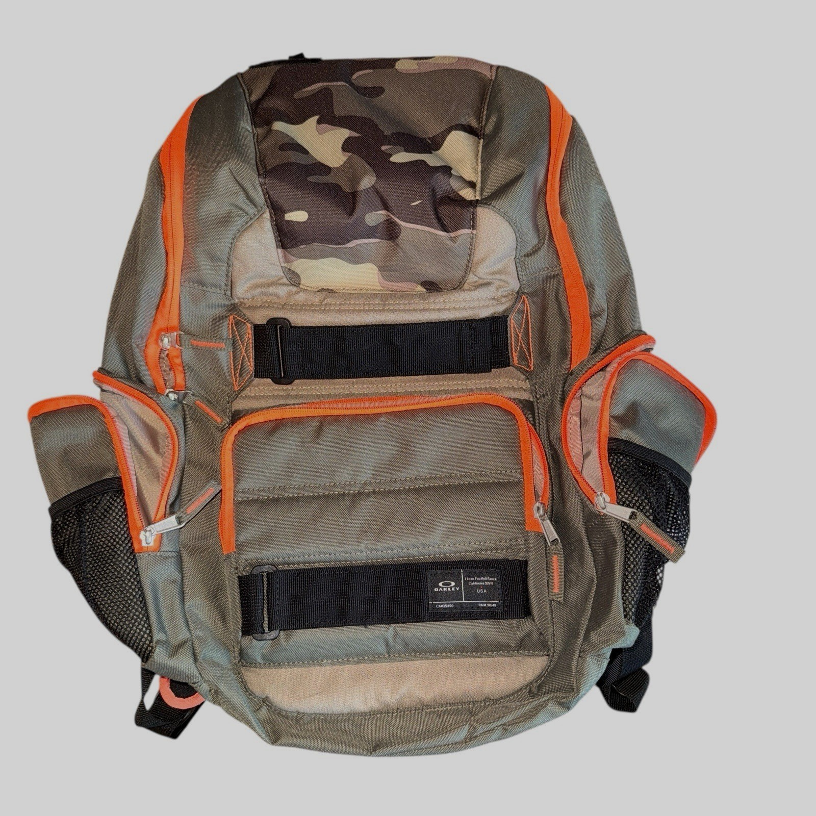 Oakley Icon Utility Backpack Gray Orange Camo Y2K Tactical Skate Laptop Bag