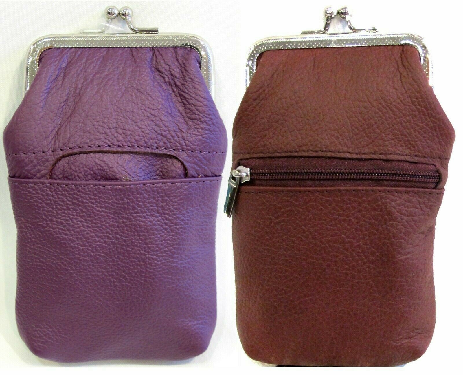 100% Leather Cigarette Case Lighter Match Pocket Zipper Coin Pouch SOLD by PAIR