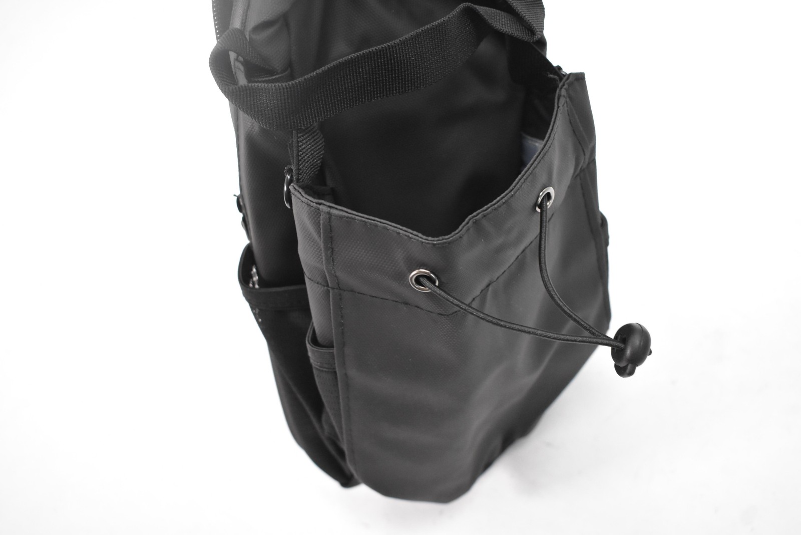 Black Hanging Organizer Storage Bag Drawstring Bottle Pocket Gear 10″ Utility