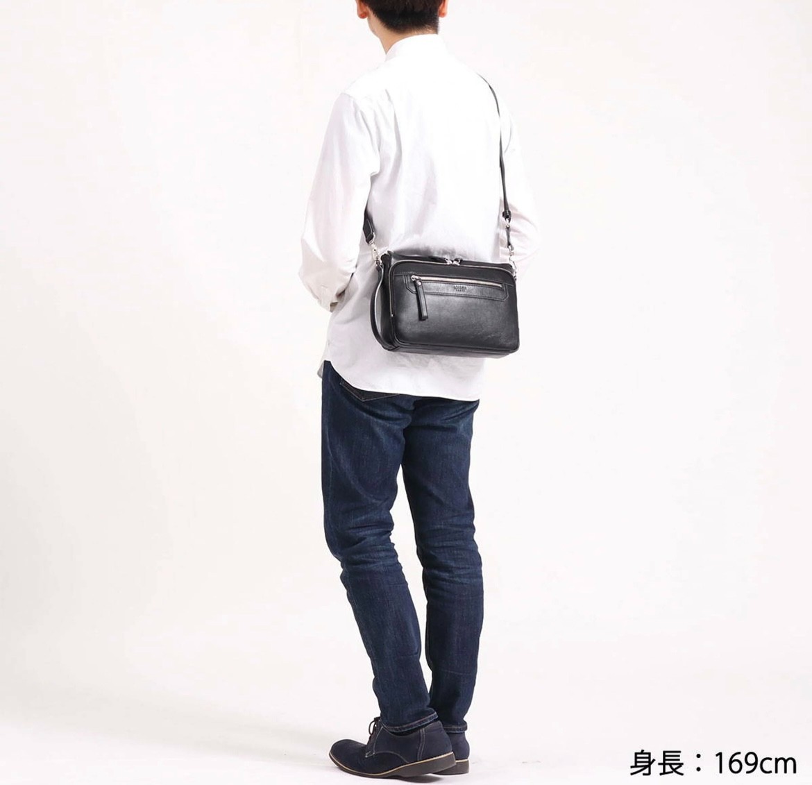 Ultima Tokyo Shoulder Bag Clutch 2WAY Genuine Leather Navy Mens Pouch Japan