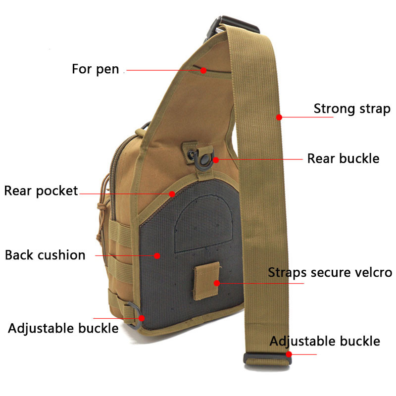 Men Backpack Molle Tactical Sling Chest Pack Shoulder Bag Outdoor Hiking Travel