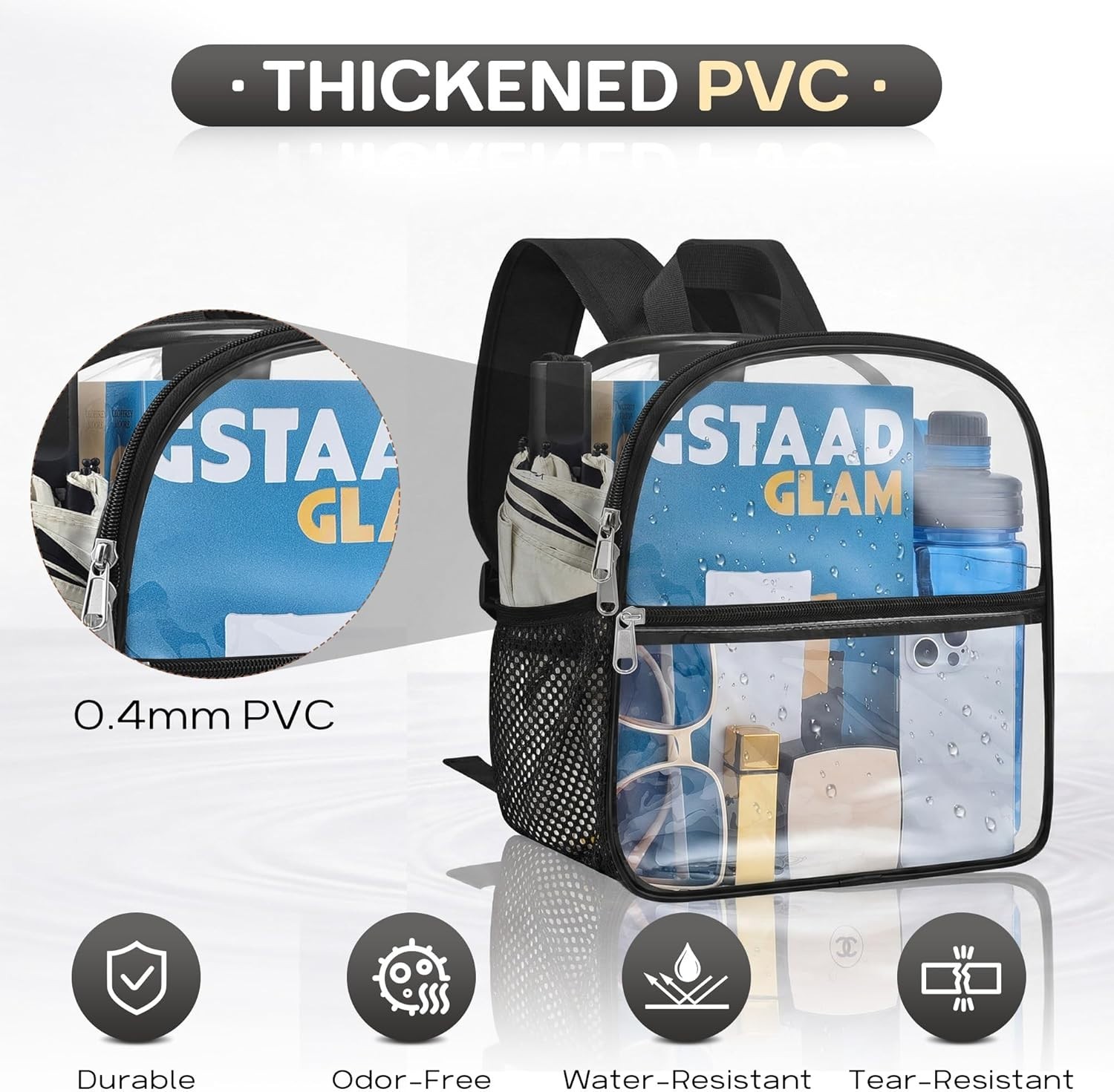 Versatile Black Clear Backpack for Concerts and Festivals – Stadium Approved