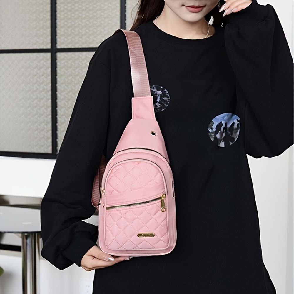 Versatile Multi-Pocket Wear-Resistant Quilted Sling Backpack Crossbody Chest Bag