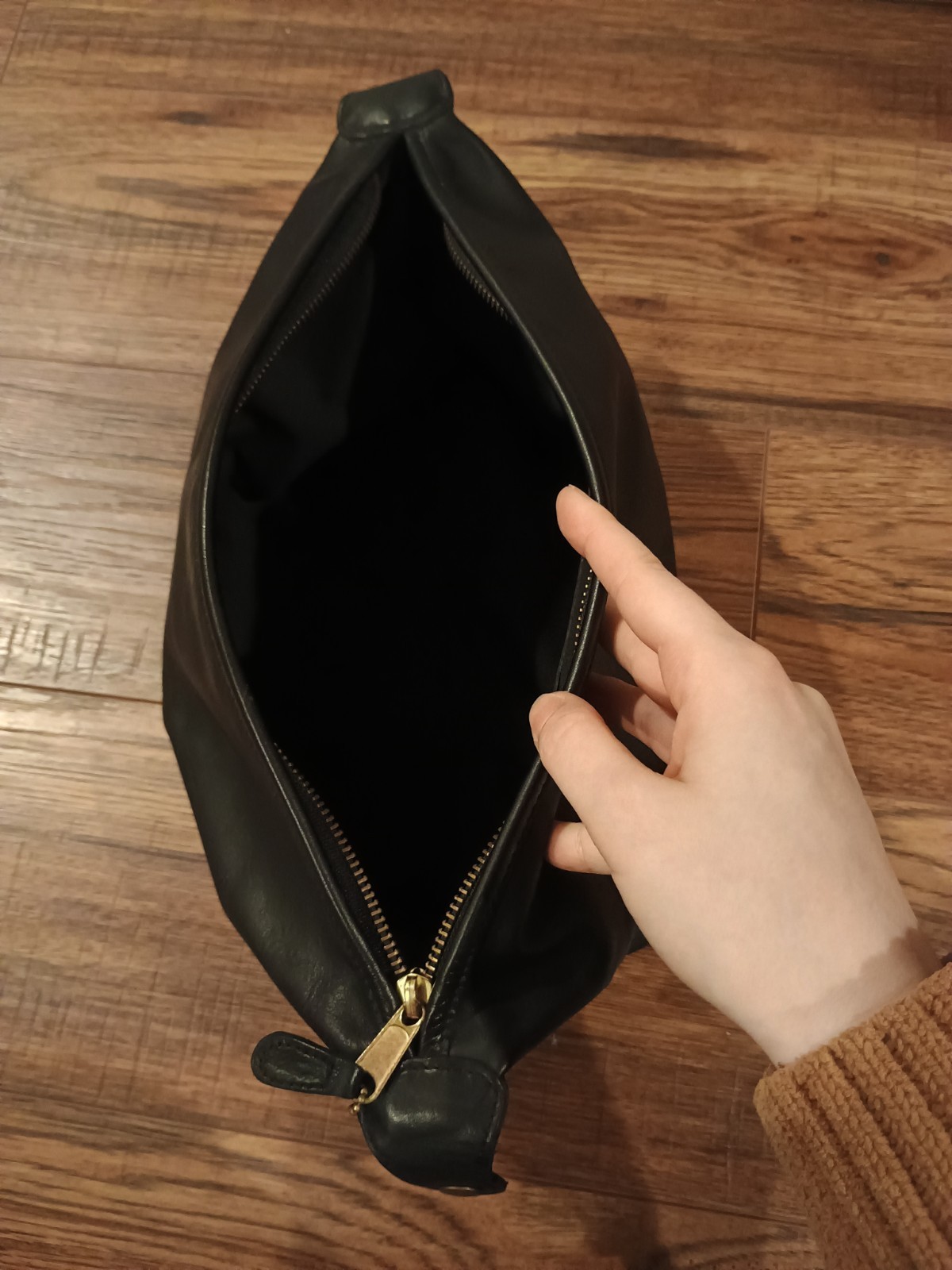 Vintage Coach 1995 Travel Kit No. 5036 Large Leather Toiletry Bag Black Zip Snap