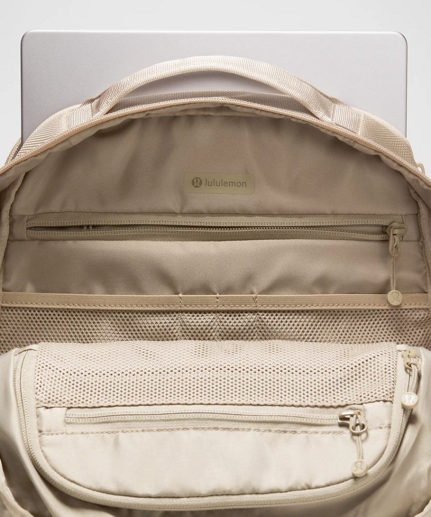 Lululemon 26L Cruiser Backpack Laptop Travel Bag Tan Beige Padded Straps