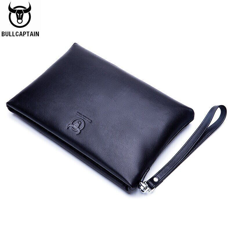 BULLCAPTAIN Brand Men’s Wallet Clutch Bag Leather Handbag Leather Casual Bag