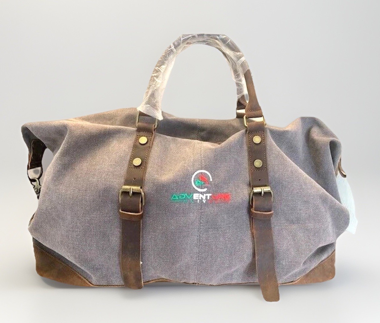 Men Duffle Bag Carry on Leather Canvas Travel Weekender NOS Retro Bro 20×11 Golf