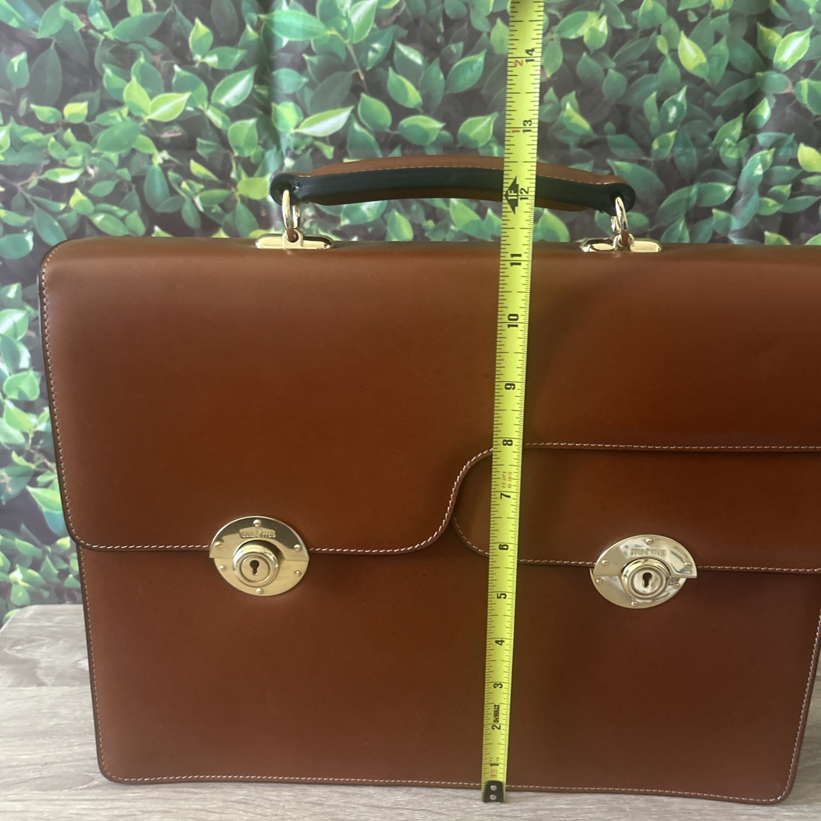 GOLDPFEIL Brown Leather Briefcase Portfolio Germany Gold Pfeil