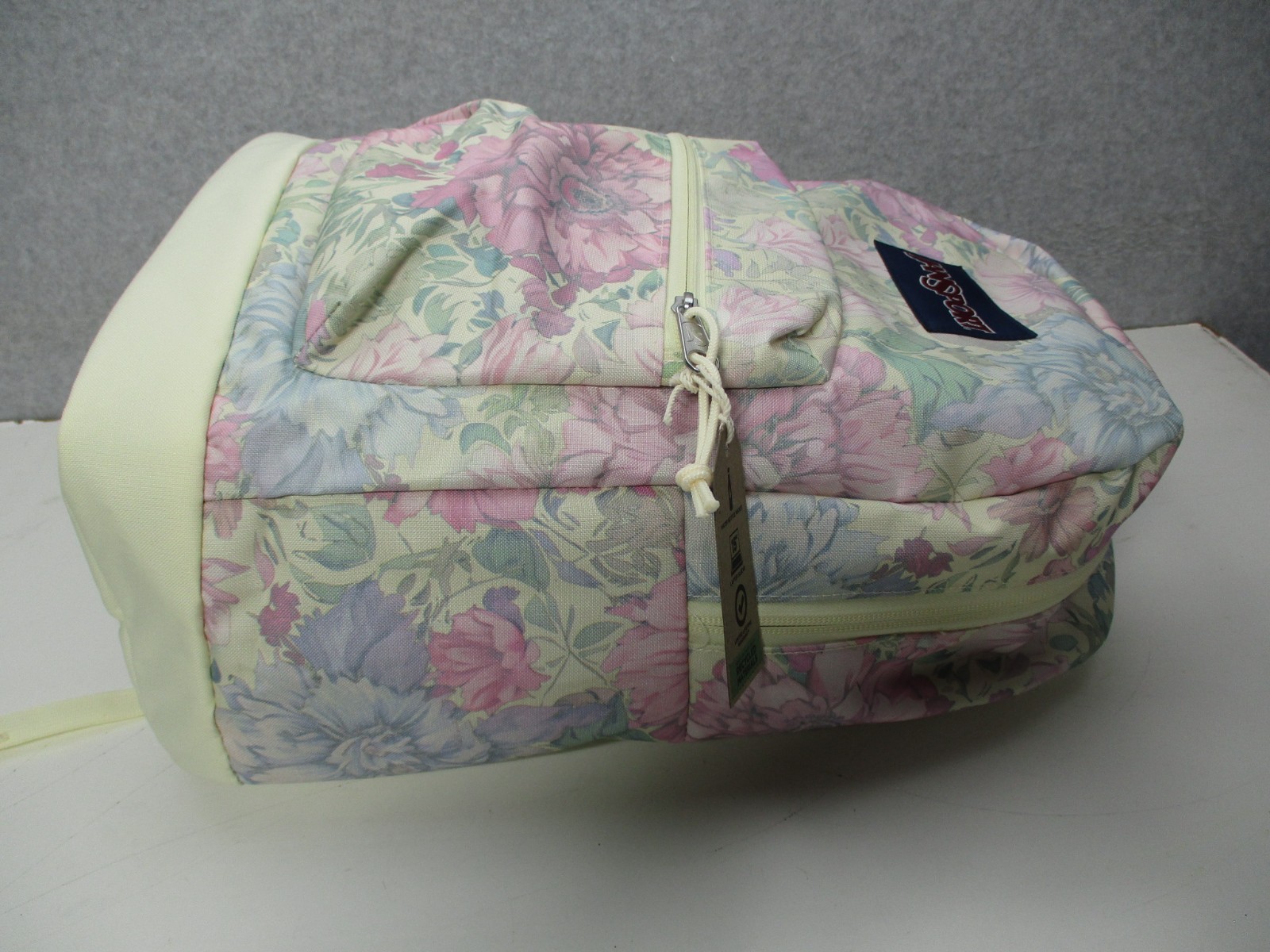 JanSport Cross Town Backpack Beige Pink Floral School Book Bag Student