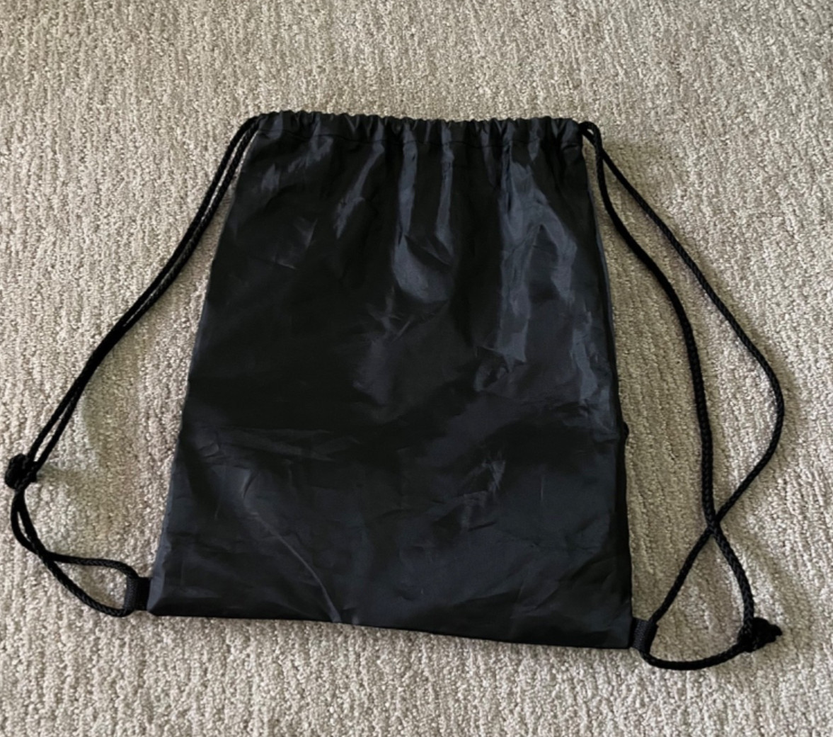 Samuel Adams Heather Navy/Black Drawstring Backpack Front Zip Pocket Logo