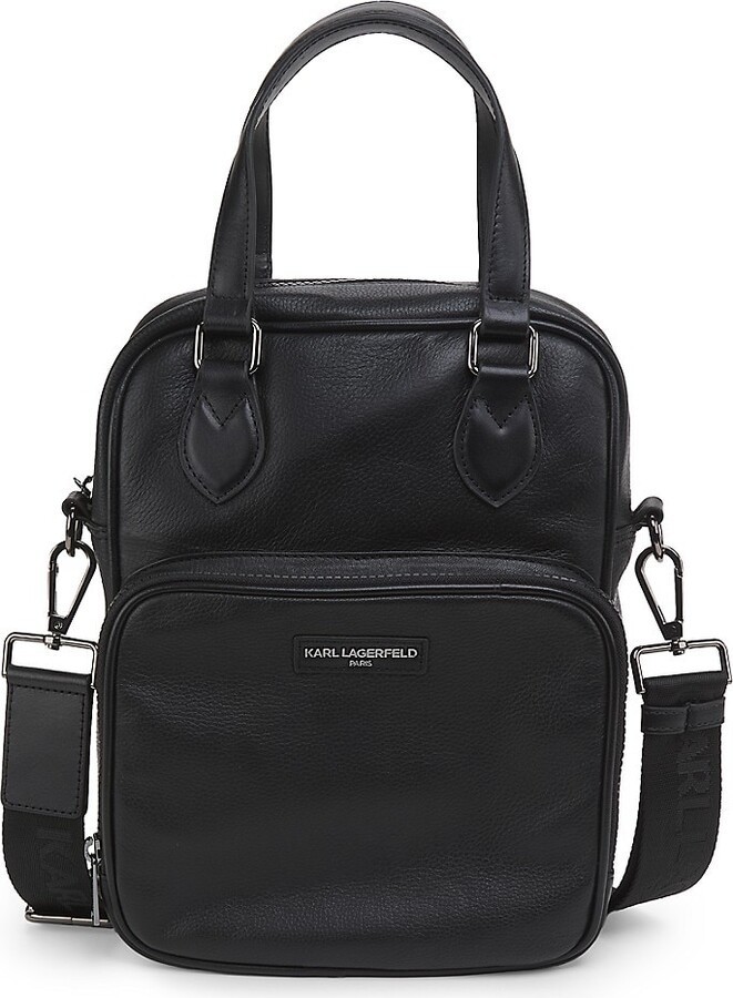 Karl Lagerfeld Paris Leather Sling Cross Body Bag NWT MSRP $175 LA4L2317 BLK