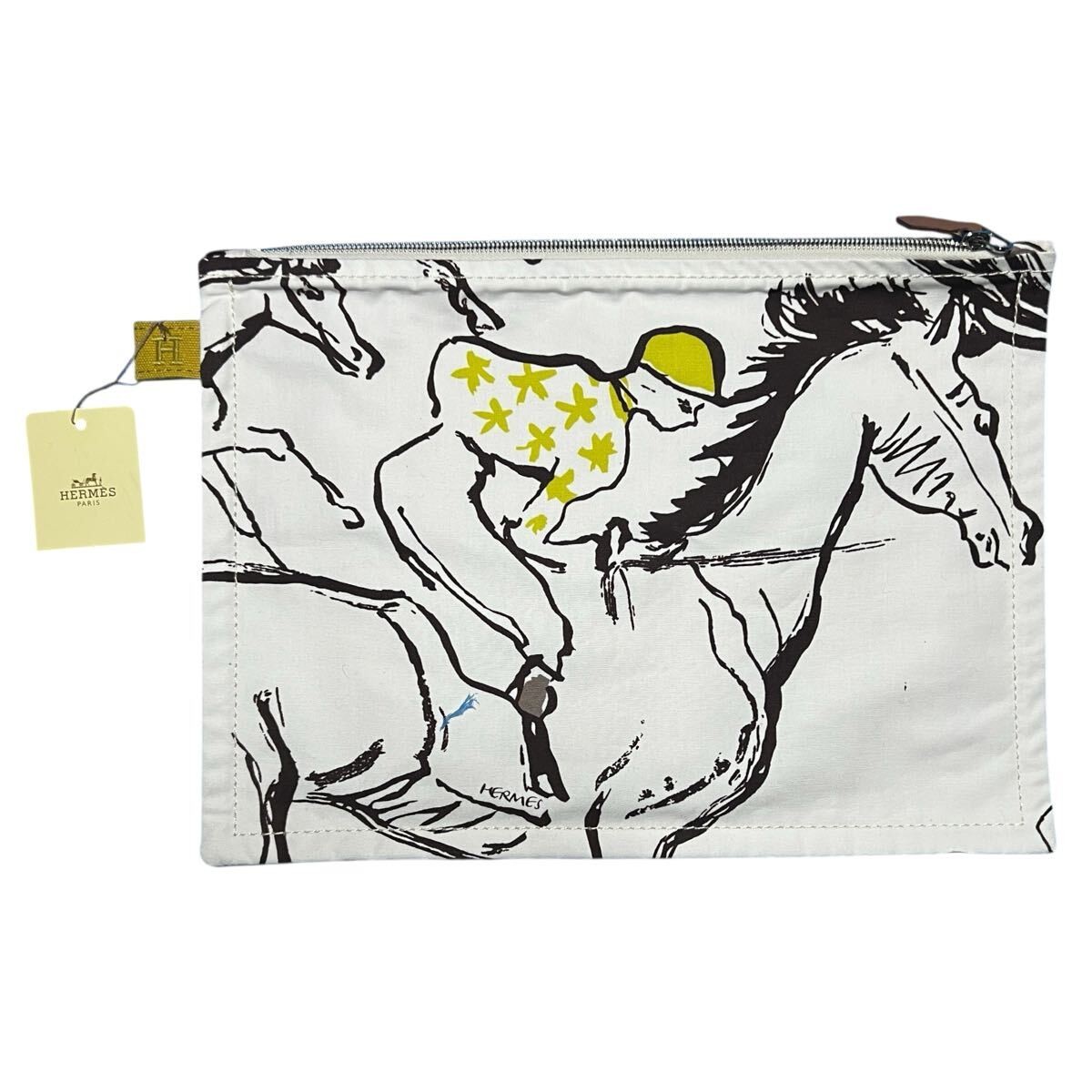 Hermes Etoile pattern cotton flat pouch HERMS Trousse Flat GM toile Coton