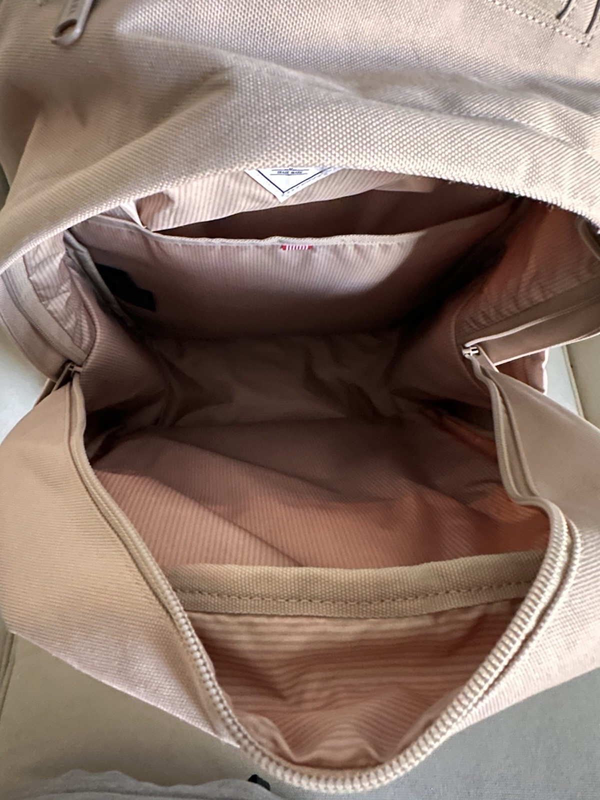 Herschel Unisex Beige/Brown Backpack Zip Closure Adjustable Straps Pockets