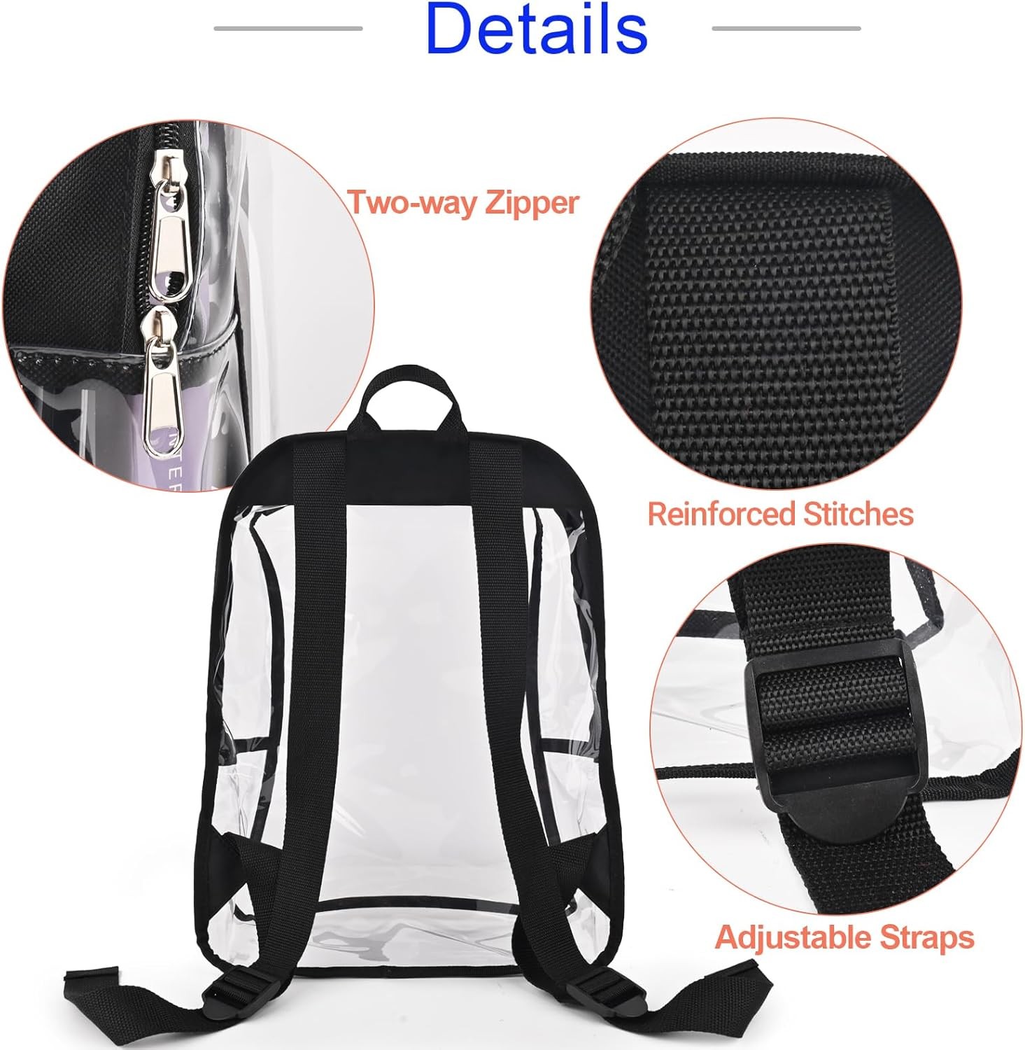 Clear Backpack Heavy Duty – Clear Bookbag Large See Through Backpack Plastic Tra