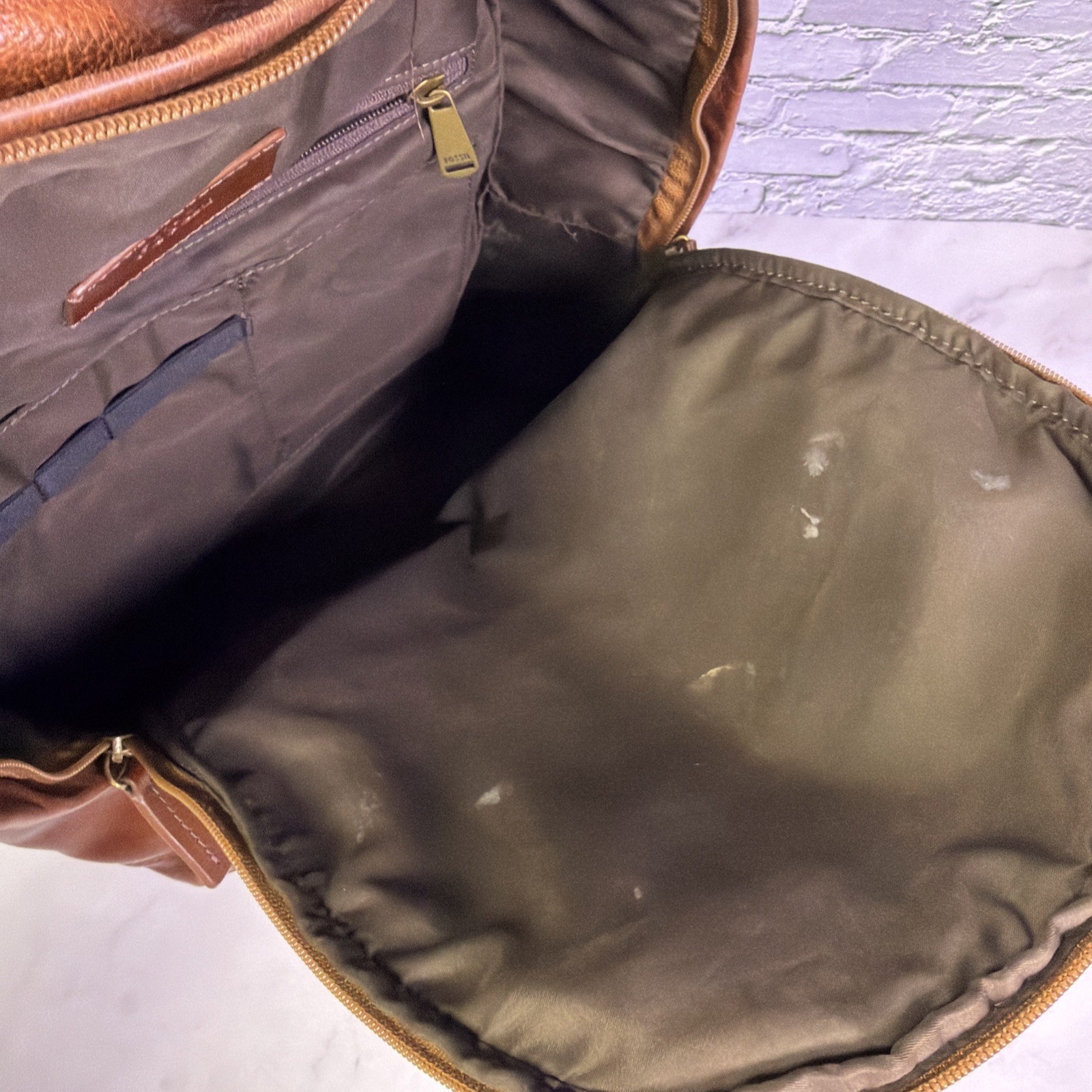 FOSSIL Cognac Brown Leather Estate Backpack 16-inch Vintage Inspired