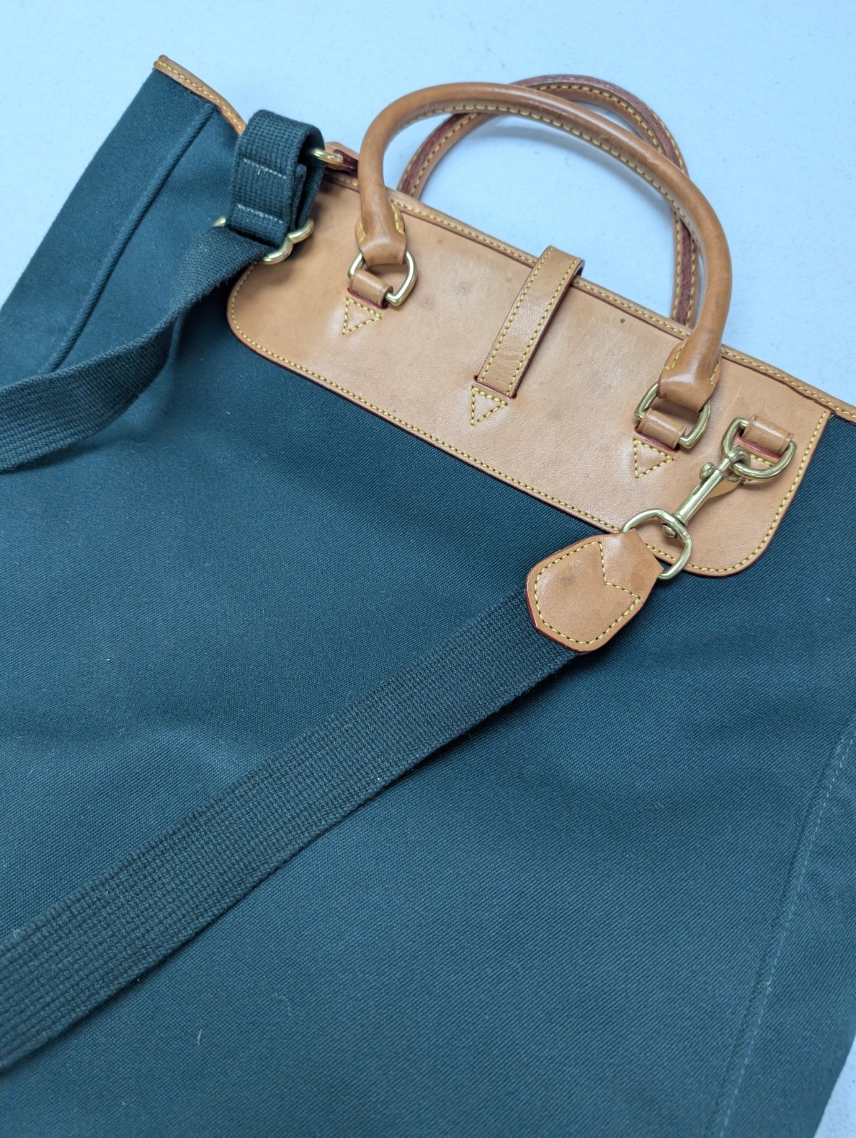 DOONEY & BOURKE Canvas Leather Dark Green Bag Tote Cabriolet