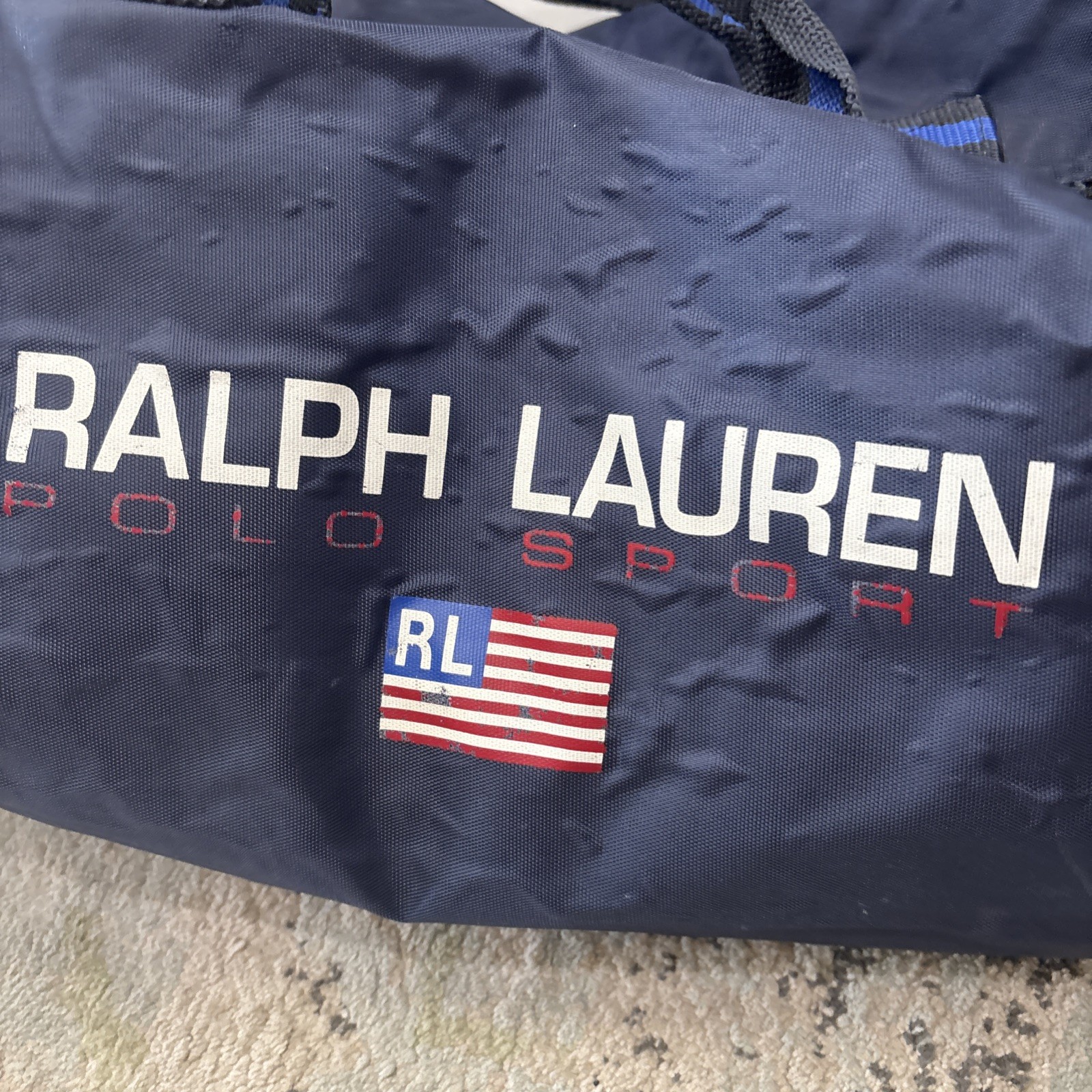 Vintage 90s Polo Sport Ralph Lauren Duffle Bag Fitness Gym Travel Blue Navy