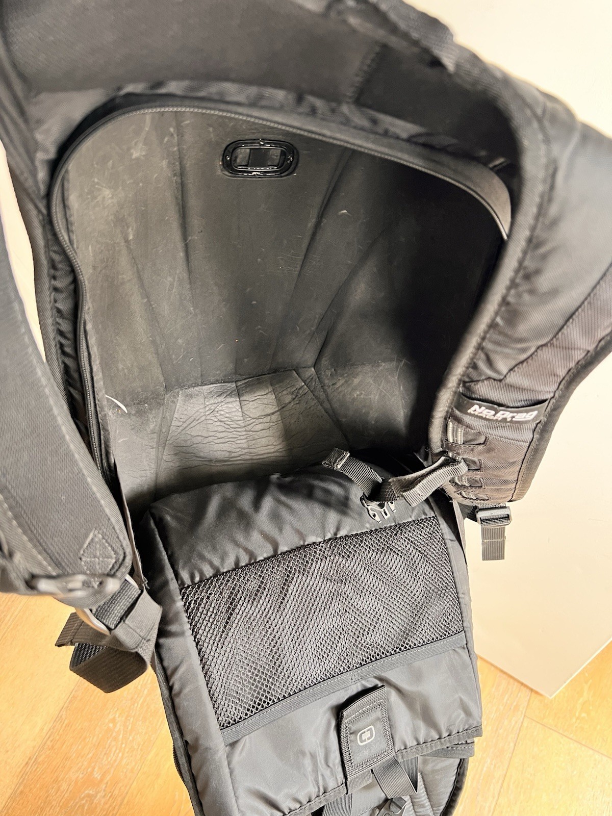 OGIO MACH 1 Motorcycle Backpack No Drag Hard Shell Bag Travel Black Padded Biker