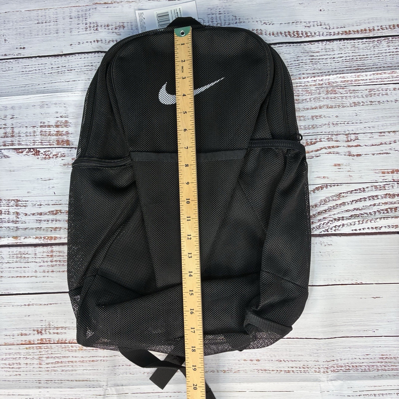 Nike Mesh Backpack Black White School Stadium Gym Bookbag BA6050-010 NWT