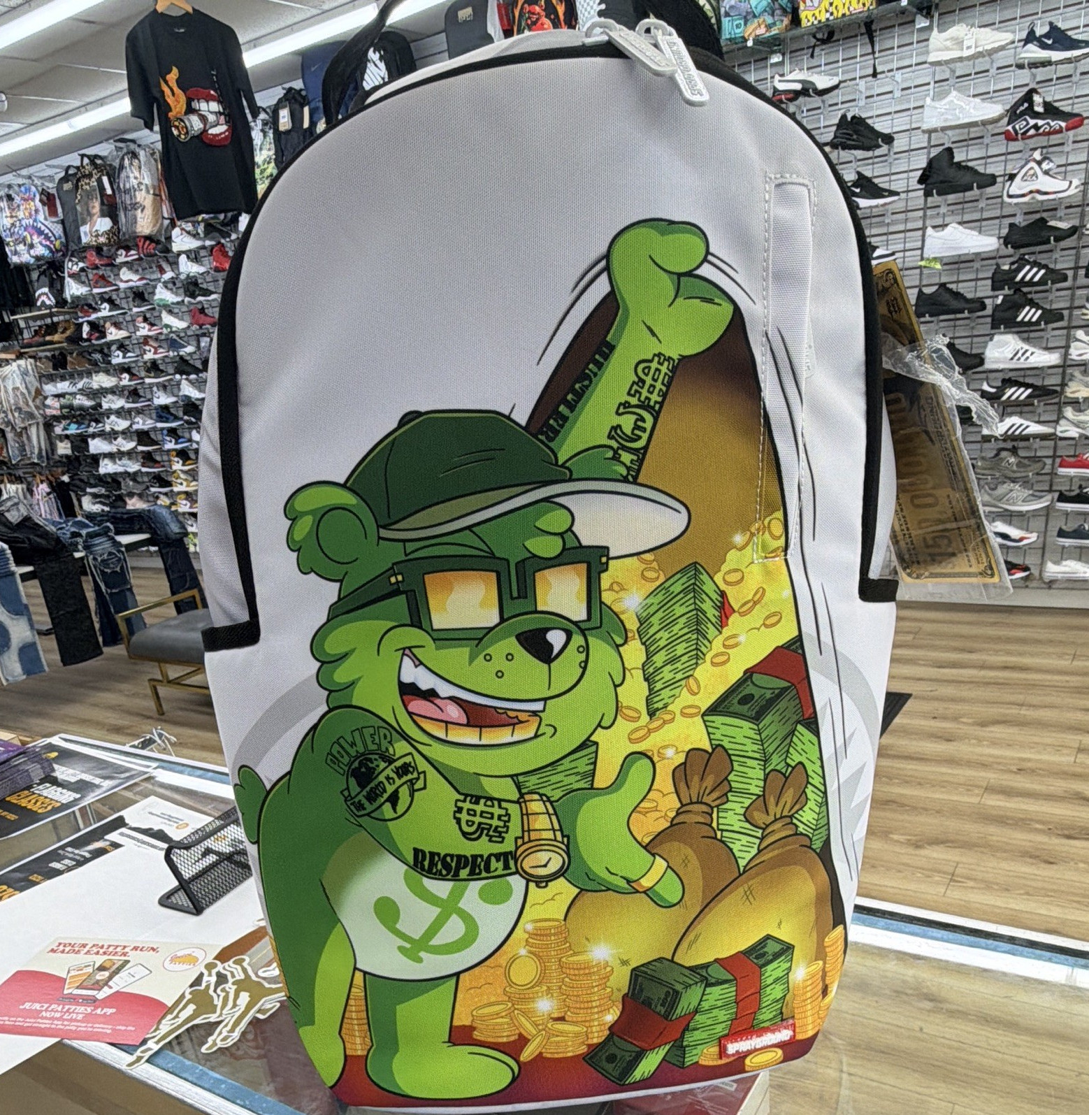 Sprayground Limited Edition Bear Graphic Print Backpack Zip, Padded Straps