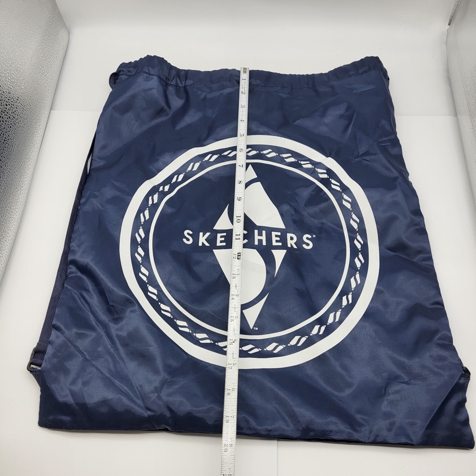 Skechers Backpack Drawstring Bag Navy Blue Tote Dust Bag Gym Workout Basic