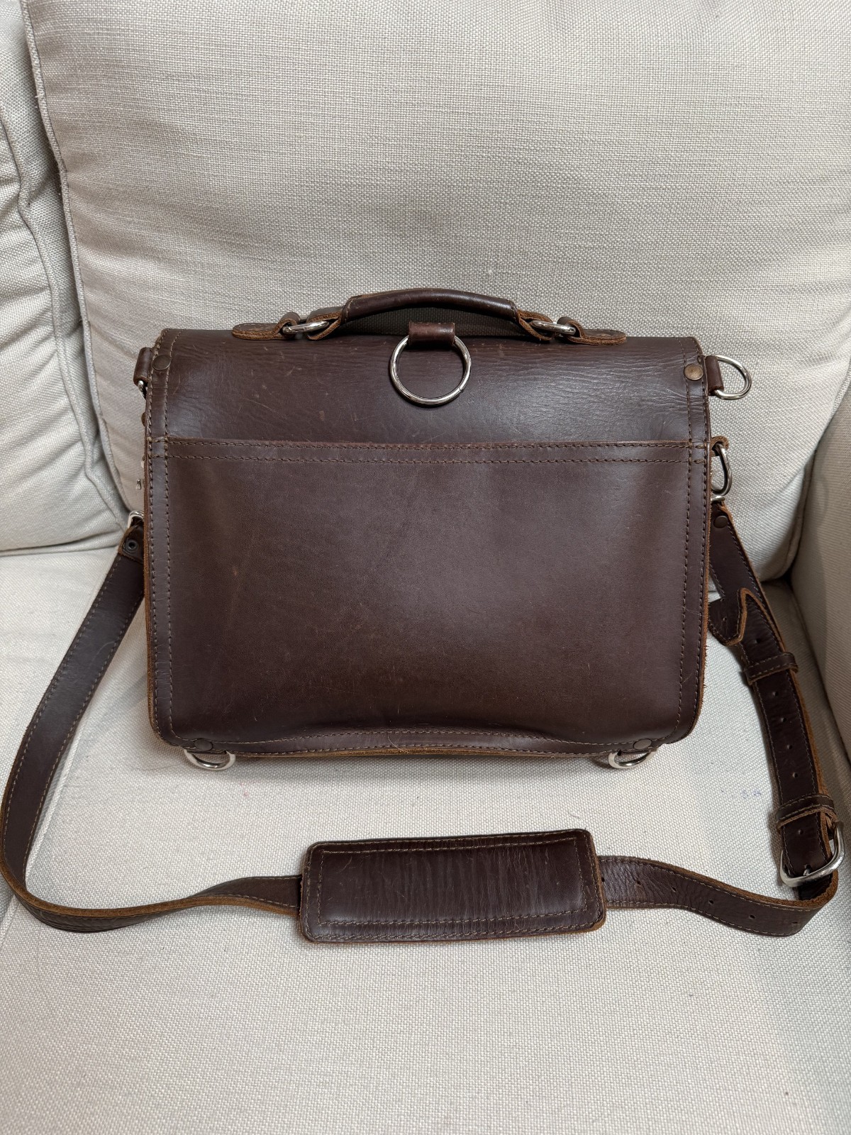 Saddleback Leather Co. Large Front Pocket Leather Briefcase in Dark Coffee Brown