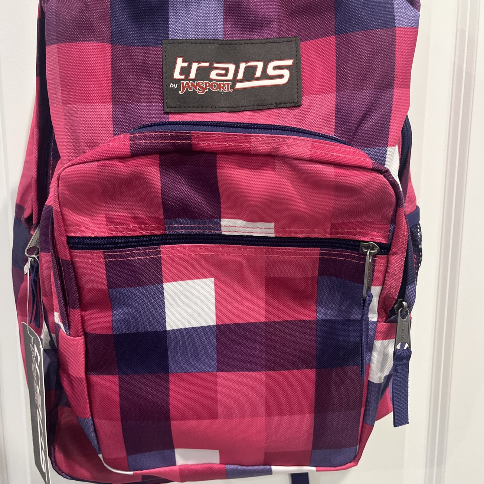 Trans by Jansport Supermax Backpack Bag 2200 CubicInch Pink Purple Buffalo Plaid