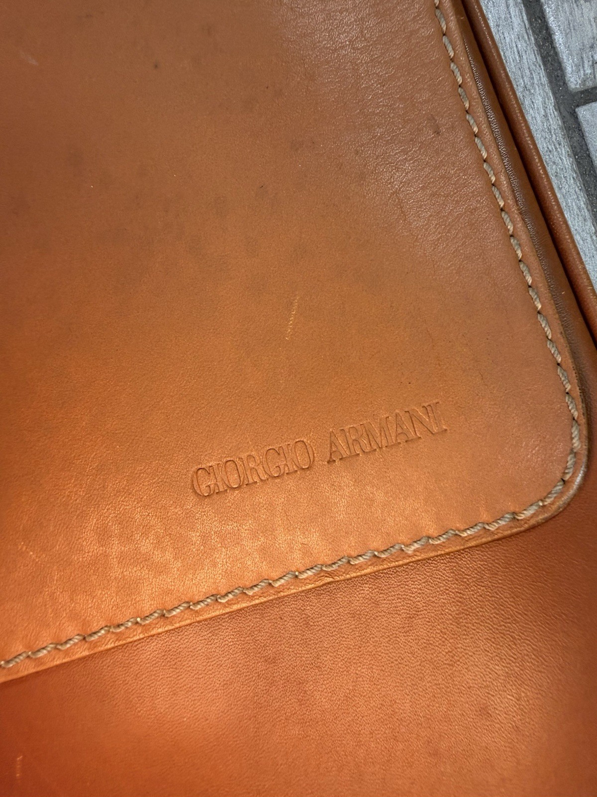 Giorgio Armani Camel Attaché Briefcase Luggage Business Bag