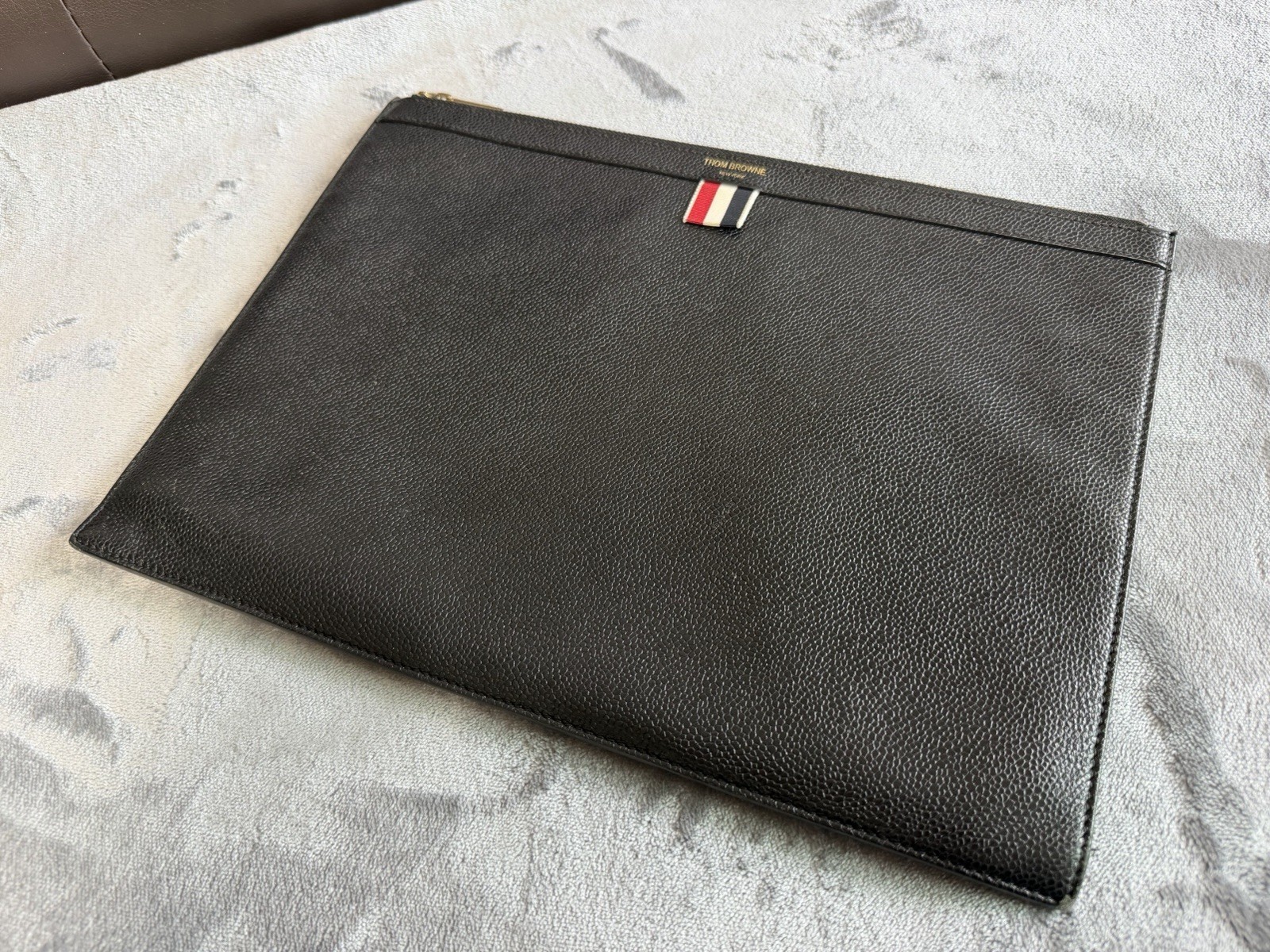 Thom Browne Black Leather Clutch Bag Authentic Luxury Pouch Men’s